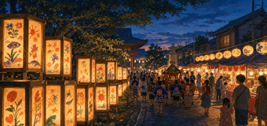 二見あんどん祭りをイメージしたAI生成イラスト